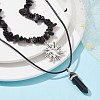 2Pcs 2 Style Natural Obsidian Bullet & Alloy Sun Pendant Necklaces Set NJEW-JN04514-02-2
