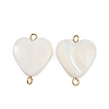 Natural Shell Heart Connector Charms X1-STAS-D378-25G-1