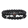 Volcano Stone Black Matte Black Gallstone Wood Beads Bracelet Set Combination Hip Hop Elastic Bracelet Bracelet Bracelet WQ1083-12-1