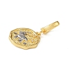 Christmas Brass Rhinestone Flat Round Pendant Decorations KK-H498-01G-07-2