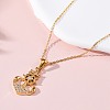 304 Stainless Steel Crystal Rhinestone Anchor Pendant Necklaces LS-NJEW-Z057-01B-G-2