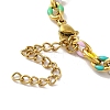 304 Stainless Steel Enamel Colorful Oval Cross Chain Bracelets for Women BJEW-B079-02G-3