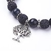 Natural Lava Rock(Dyed) Round Beads Stretch Charm Bracelets BJEW-JB03417-3