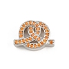 Brass Micro Pave Orange Cubic Zirconia Beads CU-CBAD306-22P-1