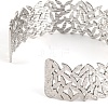 Non-Tarnish 304 Stainless Steel Hollow Leaf Open Cuff Bangles for Women LS-BJEW-K241-03D-P-3
