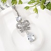 Alloy Crystal Rhinestone Dangle Curved Barbell Belly Rings AJEW-R007-04P-05-2