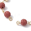 Dyed Natural Lava Rock Round Beaded Chain Bracelet Making AJEW-JB01206-03-2
