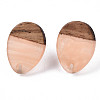 Resin & Walnut Wood Stud Earring Findings MAK-N032-006A-H02-2