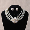 Flower Alloy Crystal Rhinestone & Plastic Pearl Multi-layer Necklace & Stud Earrings Sets for Women WGAF3FB-02-1