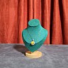 Velvet Bust Necklace Display Stands with Wooden Base LS-ODIS-Q041-02A-01-1