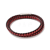 Microfiber Leather Braided Double Loops Wrap Bracelet with 304 Stainless Steel Magnetic Clasp for Men Women BJEW-C021-08-P-3