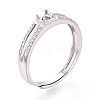 Rhodium Plated 925 Sterling Silver Micro Pave Cubic Zirconia Engagement Solitaire Adjustable Ring Settings STER-T008-15P-1