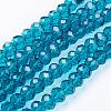 Faceted Dark Cyan Handmade Glass Rondelle Beads X-GR10MMY-69-1