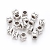 Antique Silver Plated Initial Letter Alloy European Beads TIBEB-Q054-55AS-NR-2