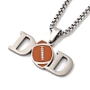 202 Stainless Steel Enamel Box Chain Sport Ball Pendant Necklaces for Men NJEW-K380-01A-03-1