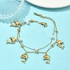 304 Stainless Steel Satellite Chain Double Layered Bracelets BJEW-D456-02G-2