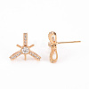 Brass Micro Pave Clear Cubic Zirconia Stud Earrings Findings KK-T062-119G-NF-3