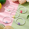 Easter Rabbit Acrylic Beaded Stretch Bracelets BJEW-JB11292-2