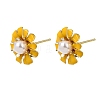 Brass Enamel Stud Earrings KK-CBA8324-27G-02-4