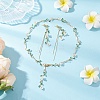 Brass Micro Pave Cubic Zirconia Dangle Stud Earrings & Chain Necklace Sets SJEW-JS01323-1
