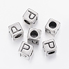 304 Stainless Steel Large Hole Letter European Beads LS-STAS-H428-01AS-P-1
