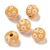 Printed Wood European Beads WOOD-G022-19D-1