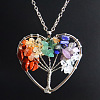 Natural Stone Chip Tree Of Life Chakra Pendant Necklaces FS-WG982AE-05-1