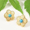 304 Stainless Steel Synthetic Turquoise Stud Earrings for Women EJEW-U046-15G-3