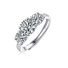 Rhodium Plated 925 Sterling Silver Pave 6.5x3.9mm Moissanite Adjustable Rings for Women WG2294D-01-1