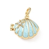 Brass Micro Pave Clear Cubic Zirconia Photo Locket Pendants X-KK-A303-15A-G-1