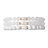 3Pcs Natural Howlite & Selenite & Quartz Crystal Round Beads Stretch Bracelets for Women BJEW-JB13058-1