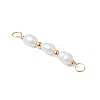 Natural Cultured Freshwater Pearl Rice Beaded Connector Charms X-PALLOY-JF03703-3
