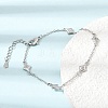 Brass Micro Pave Clear Cubic Zirconia Star Link Chain Bracelets KK-CBA3629-01P-1