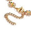 Enamel Daisy Link Chain Necklace NJEW-P220-01G-04-4