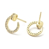 Rack Plating Brass Micro Pave Clear Cubic Zirconia Stud Earrings for Women EJEW-M260-14G-2