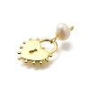 Brass & Natural Pearl Heart Lock Pendants KK-Z093-37G-2