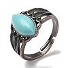 Synthetic Turquoise Horse Eye Adjustable Rings RJEW-K271-05R-11-2