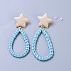Handmade Spray Painted Reed Cane/Rattan Woven Dangle Stud Earrings EJEW-JE03083-4