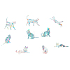 Rectangle with Cat Pattern PVC Wall Stickers X1-CF-TAC0001-12-1