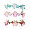 3Pcs Floral Acrylic Beads Braided Bead Bracelets for Women BJEW-MZ00184-2