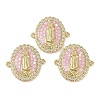 Rack Plating Brass Micro Pave Clear Cubic Zirconia Virgin Mary Connector Charms KK-U032-26G-1