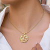 304 Stainless Steel Hollow Camellia Pendant Necklaces for Women DI8670-2-1
