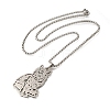 201 Stainless Steel Box Chain Hollow Cute Cat Pendant Necklaces NJEW-S003-09P-3