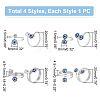  ® 4Pcs 4 Style Resin Evil Eye Cuff Rings RJEW-PH0001-11-2