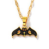 Stainless Steel Enamel Halloween Ghost Bat Pendant Dapped Chain Necklaces RU7498-2