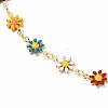 Golden Brass Flower Enamel Links Chain Necklaces X-NJEW-JN03171-01-2