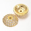 Apetalous Half Round/Dome Brass Micro Pave Cubic Zirconia Bead Caps ZIRC-D063-G-1