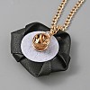 Polyester Rose Flower Hanging Chain Brooch with Crystal Rhinestone JEWB-WH0028-25F-2