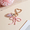 1Pc Bowknot & Strawberry Alloy Enamel with Plastic Pendant Keychain KEYC-LP0001-15-1