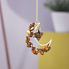 Natural Tiger Eye Chip Wire Wrapped Metal Moon Hanging Ornaments PW-WG29186-04-1